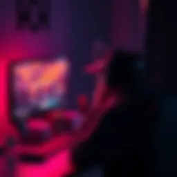 A person sitting at a desk, looking disappointed at a computer screen displaying a 'Game Not Available in Your Location' message