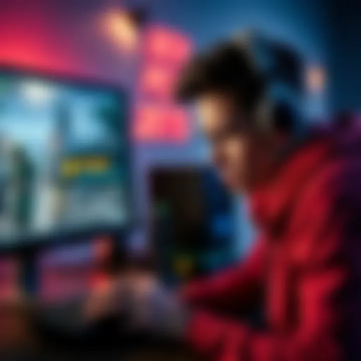 A gamer looking stressed at their computer screen, displaying a payment error message and a game in the background.