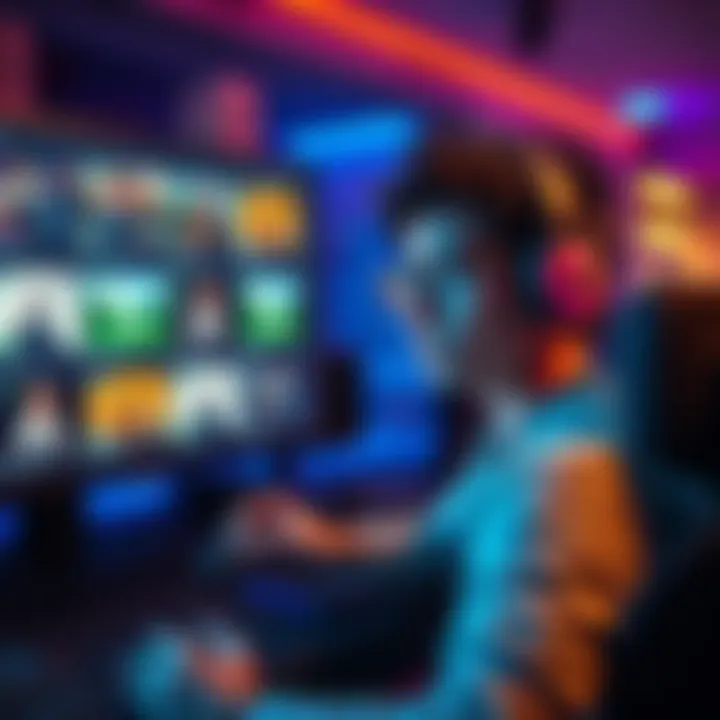 A gamer looking frustrated while watching multiple videos on a screen, showing no credit received for efforts