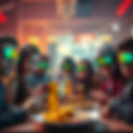 A group of gamers looking upset while playing on their consoles, displaying discontent with a game update, surrounded by food and drinks.