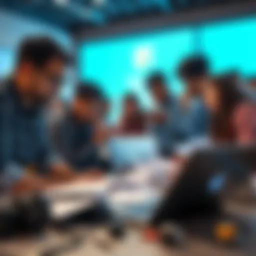 Participants express frustration at a chaotic Flipkart hackathon, gathered around laptops with documents scattered, showing clear signs of disappointment.