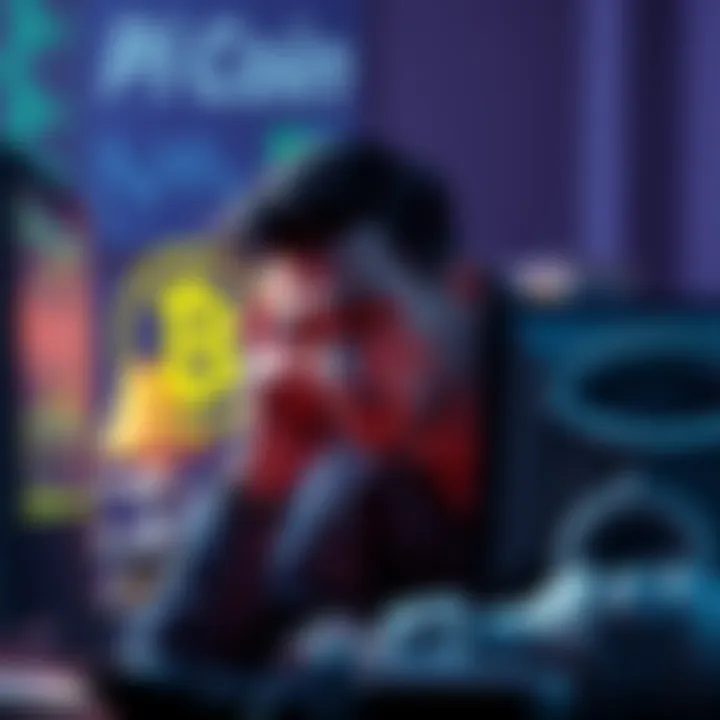 A frustrated investor looking at their computer screen, expressing regret over the Pi Coin project and feeling trapped in a migration queue.