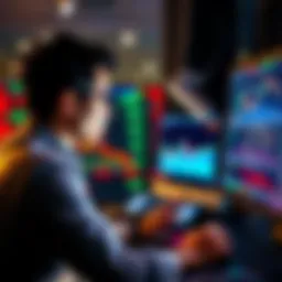 A person sitting in front of a computer, looking frustrated while viewing stock charts and graphs on the screen, indicating investment limitations.