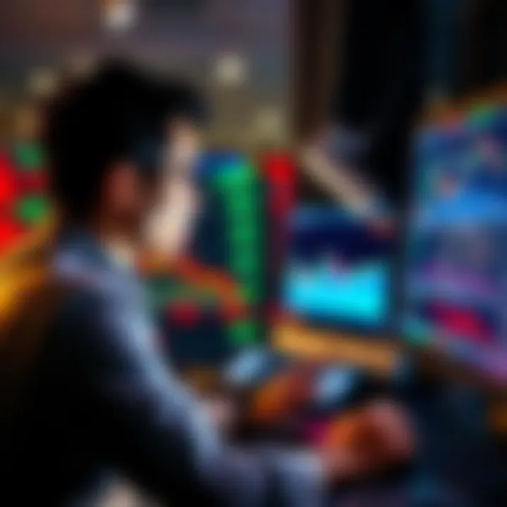 A person sitting in front of a computer, looking frustrated while viewing stock charts and graphs on the screen, indicating investment limitations.