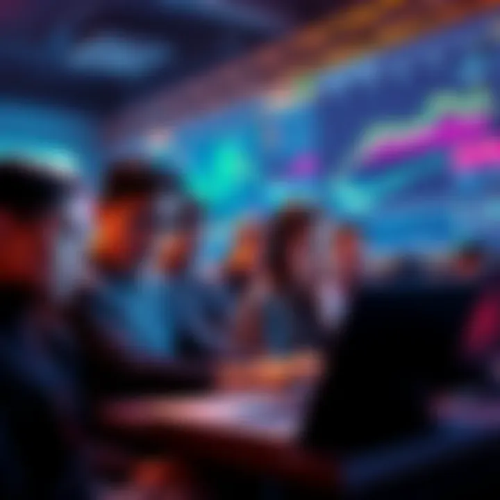 A group of people looking at charts on their laptops, showing concern during a bear market for altcoins.