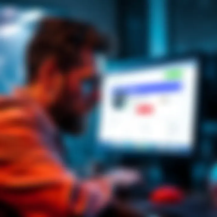 A person expressing frustration while looking at a computer screen displaying a locked Kraken account, highlighting withdrawal issues.
