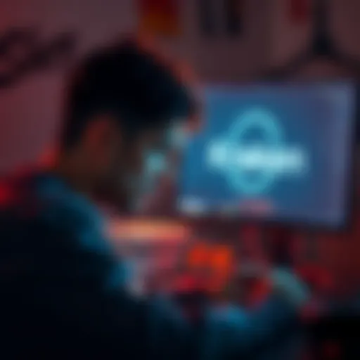 A person looking worried while checking their computer, with a Kraken logo on the screen and a timer showing urgency