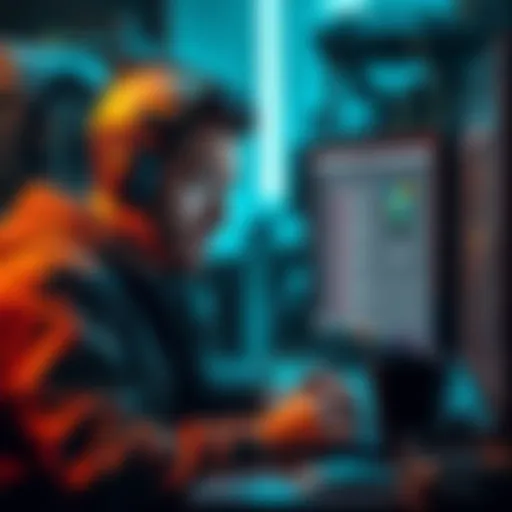 Frustrated miner at computer A miner looking frustrated at their computer screen displaying P2Pool Nano mining software with no shares received