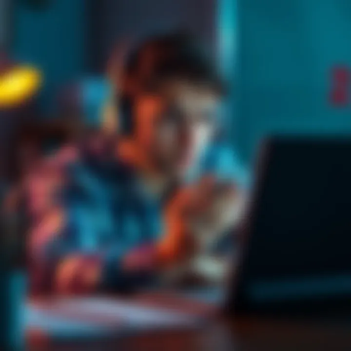 A tired parent sitting at a desk, holding a phone, looking frustrated while stuck in a live chat with customer service.