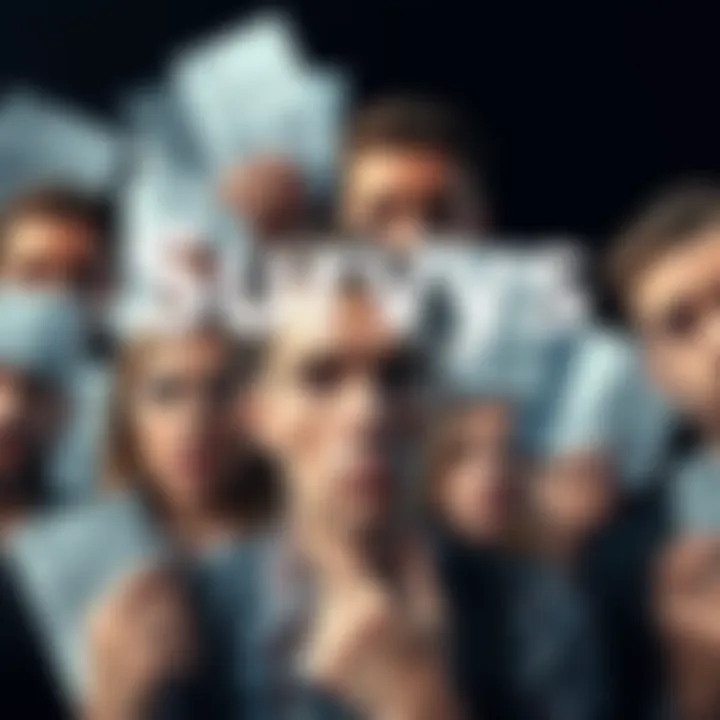 A collage of perplexed faces and survey forms with no rewards