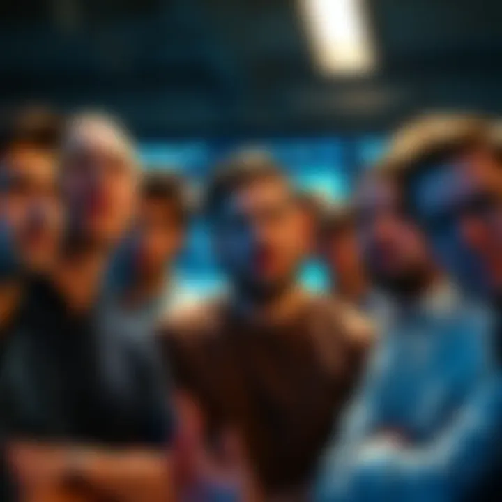 A group of people expressing frustration over a new user interface design, showing angry and disappointed expressions, with a display of the updated interface in the background.