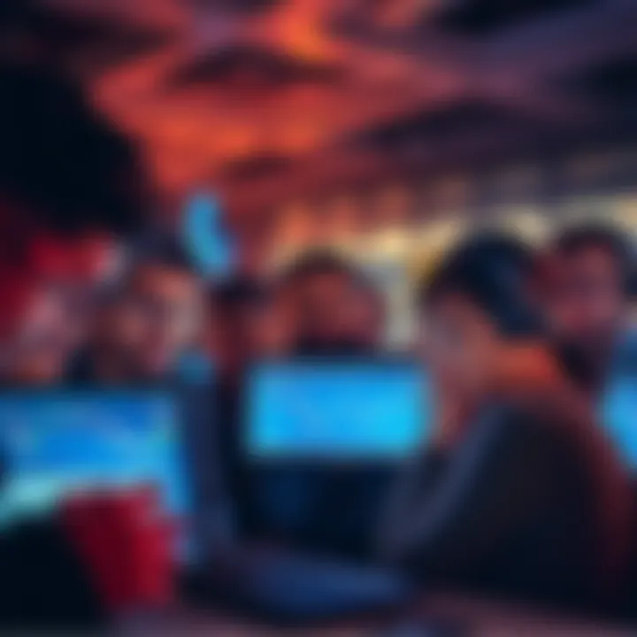 A group of people expressing frustration while looking at screens showing cryptocurrency charts and updates.