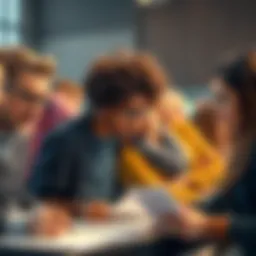 Group of diverse people showing frustration while filling out a multiple choice survey
