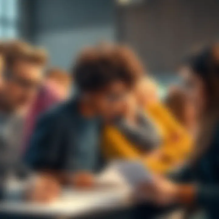 Group of diverse people showing frustration while filling out a multiple choice survey