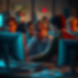 A group of frustrated people sitting at their computers, expressing disappointment over online surveys.