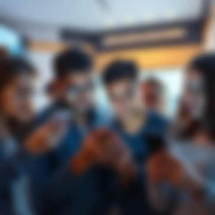 Group of people looking frustrated at their mobile devices, showing frustration over new app layout changes