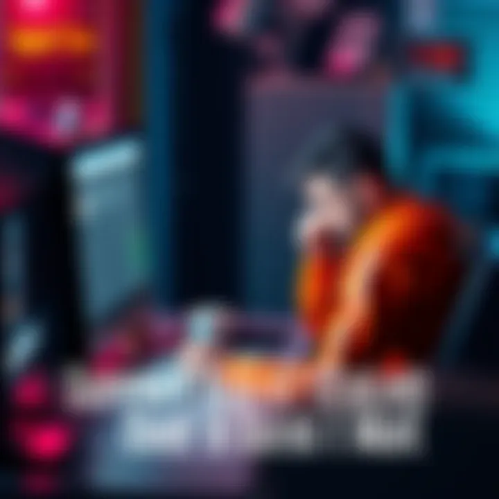 A frustrated person sitting at a desk, looking at a computer screen with a support ticket open, showing a long wait time