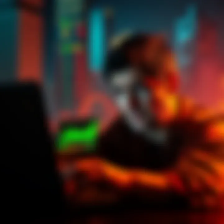 Frustrated person with a laptop displaying a Bitcoin chart, symbolizing jealousy towards Bitcoin investments.