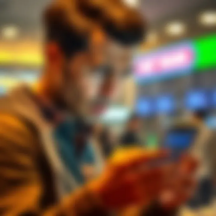 A person looking worried while checking their bank account on a smartphone, showing a successful withdrawal status but no money present.