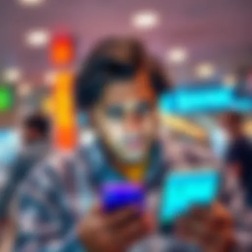 A person looking at their phone with a worried expression while checking their bank account and transaction history