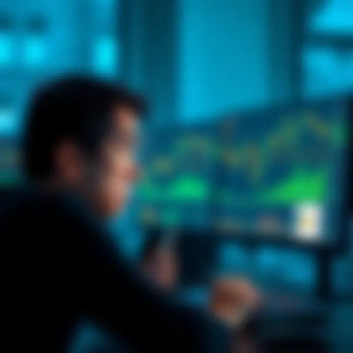 A person showing frustration while looking at a computer screen with graphs and charts representing investment losses, alongside a note about locked up currency until 2028.