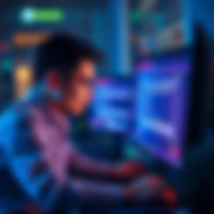 A person looking frustrated while trying to claim or trade on a computer, with error messages visible on the screen.