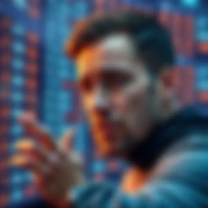 A person with a concerned expression staring at a screen showing Pi cryptocurrency numbers