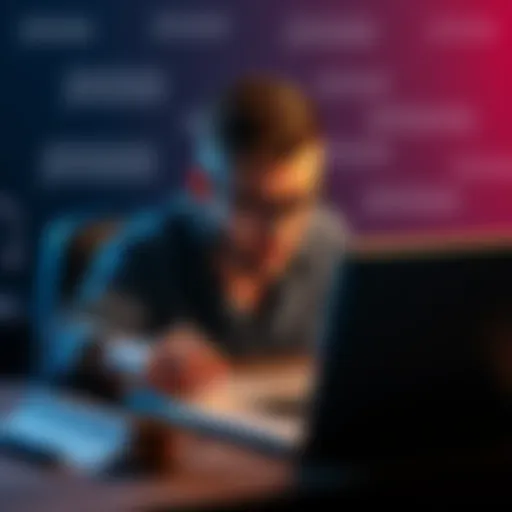 A person looking frustrated while trying to access their account on a laptop, surrounded by withdrawal issues and support chat messages.