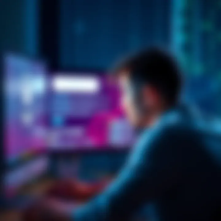 A person looking stressed while trying to log into an account on a computer with a warning message displayed on the screen