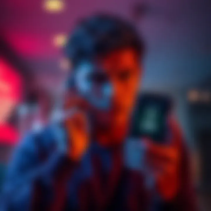 A person looking frustrated while holding a phone, showing a missed call notification from a crypto support number.