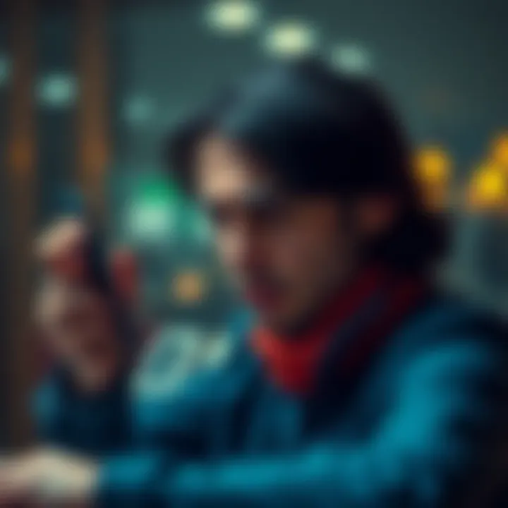 A person looking frustrated while holding a smartphone, indicating issues with SMS and calls in Kazakhstan.