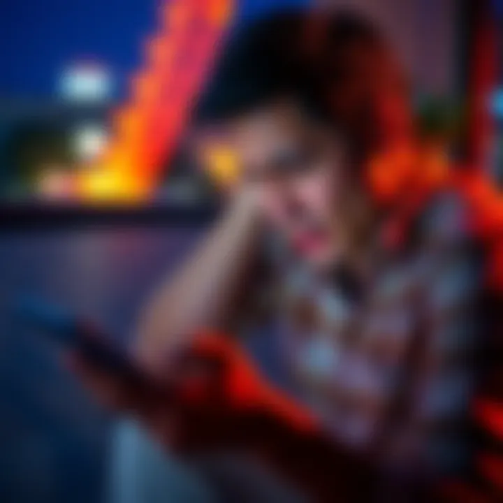 A person in frustration looks at their phone showing unexpected charges on a Revolut account while on vacation.