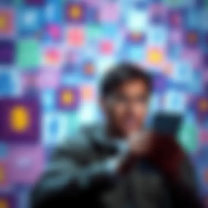 A person with a frustrated expression scrolling through social media filled with Free Bucks button posts