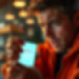 A person looking annoyed while trying to unlock apps on their smartphone, showing a screen with multiple unlock prompts.