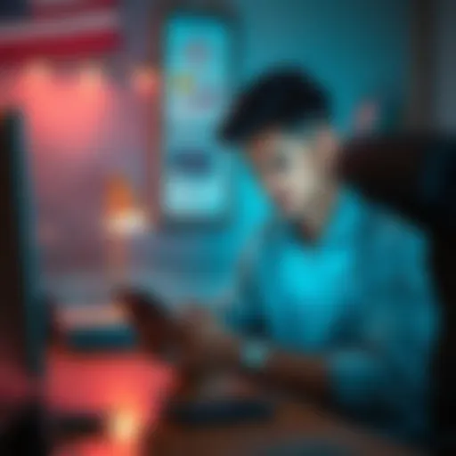 A person sitting at a desk looking frustrated while checking their phone for updates on a pending withdrawal.
