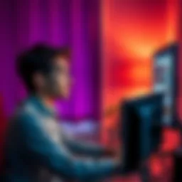 A person sitting at a computer looking frustrated after watching an ad for rent boosts, with a visual of the ad on the screen.