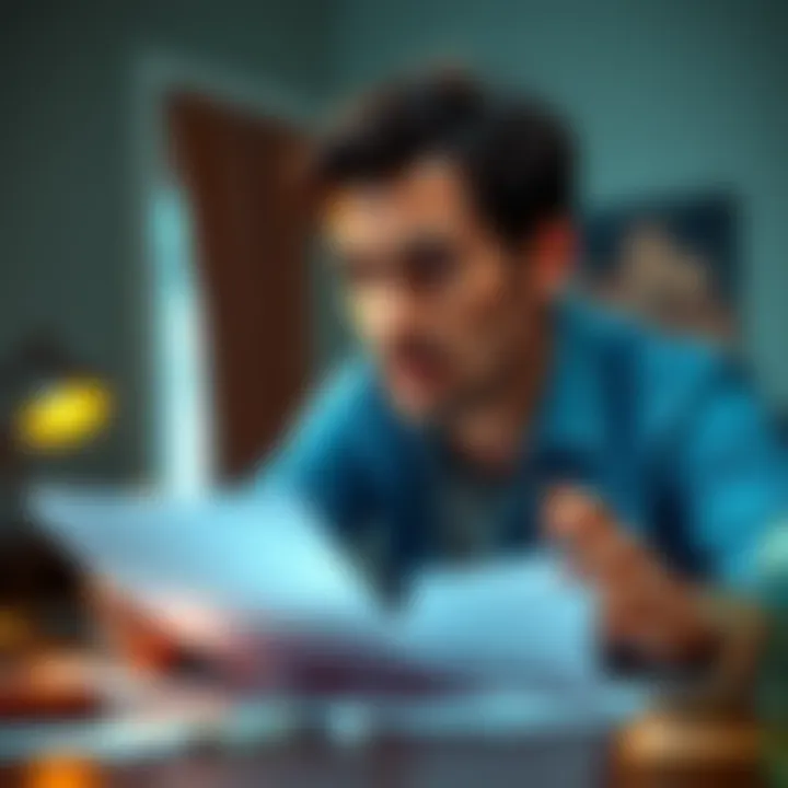 A person looking frustrated while discussing their experience with seeking Trustee claims, with documents scattered on the table