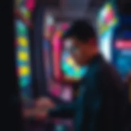 A player showing frustration while playing an arcade game, looking at the screen with a frown as rewards are not appearing