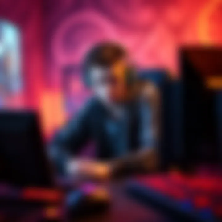 A gamer sitting at a desk with a stressed expression, surrounded by gaming gear, showcasing dissatisfaction with competitive challenges in Great Rift.