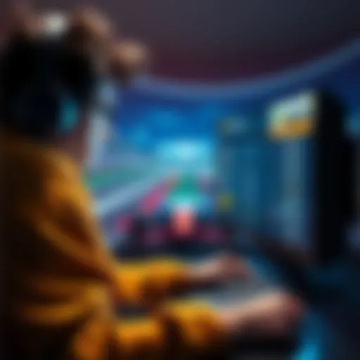 A gamer looking upset while playing a racing game on a computer, with race results on the screen showing a loss despite a lead position