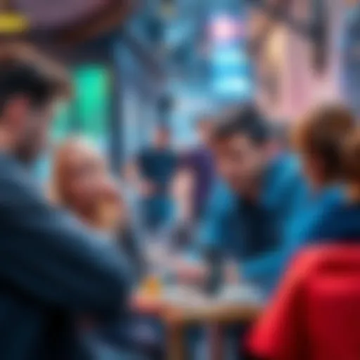 Frustrated Revolut Ultra Users Group of unhappy Revolut Ultra users discussing their diminishing travel benefits and rising costs at a cafe.
