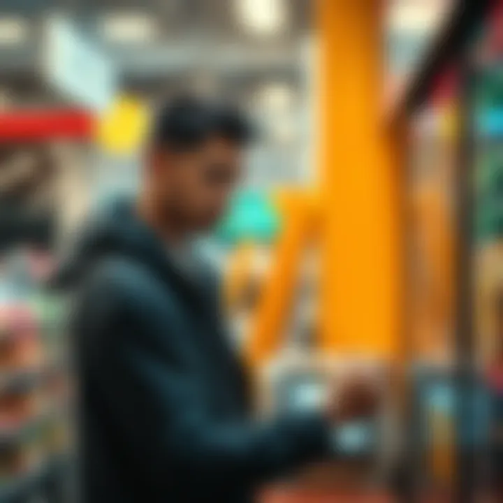 A shopper looks stressed while staring at a checkout screen, waiting for payout confirmation after a subway order.