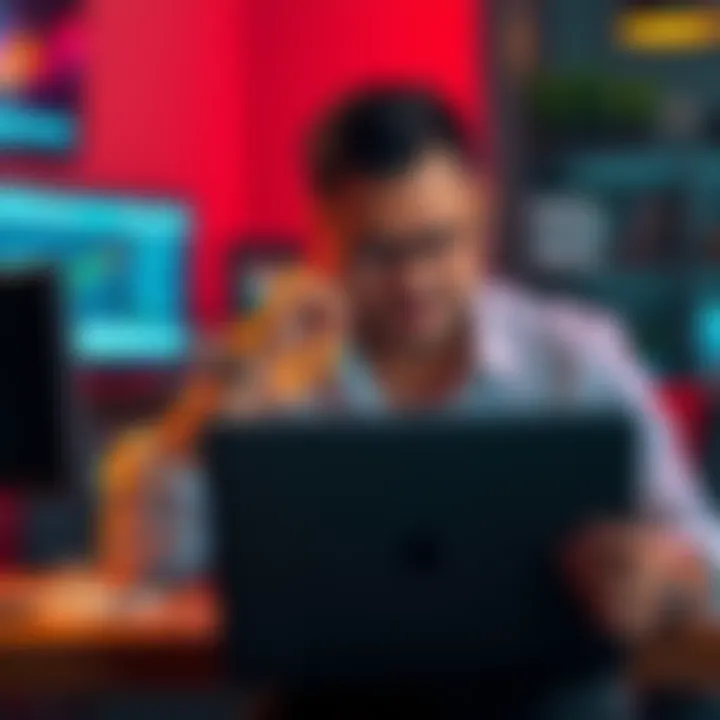 A small business owner looks stressed while checking their laptop, showing concerns about account restrictions with Revolut.