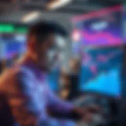 A trader looks disappointed as graphs show rising values on a computer screen after selling part of their stash.