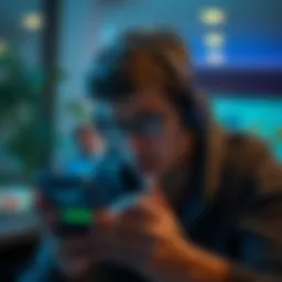 Frustrated person looking at a phone with ad pop-ups and logout messages