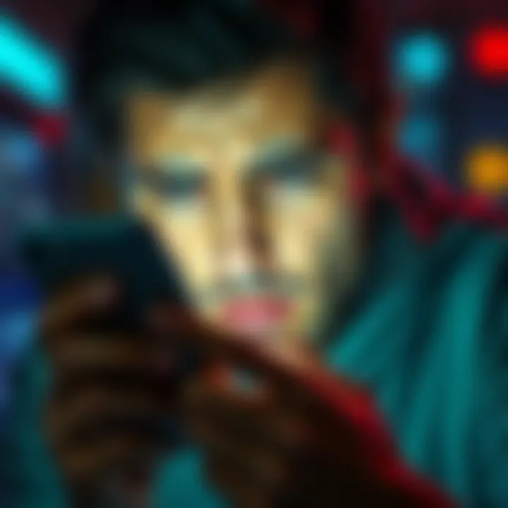 A person looking frustrated at their smartphone, which displays a notification for an app update that is not available in the App Store.