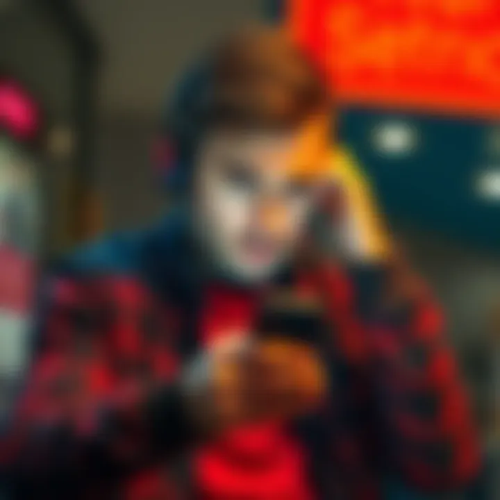 A person showing frustration while looking at their phone, representing account restrictions and lack of support from a bank