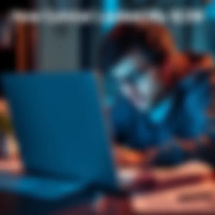 A person looking stressed while staring at a laptop, symbolizing frustration over locked funds in Coinbase, with real estate documents scattered nearby