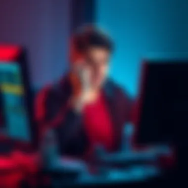 User showing frustration while trying to access blocked blockchain account on a computer