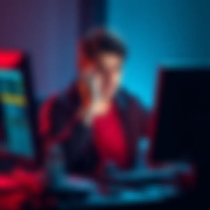 User showing frustration while trying to access blocked blockchain account on a computer